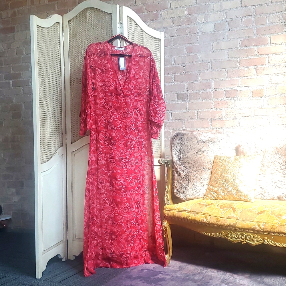 Diffuse Size medium Sheer Maxi Dress Red Nasty Gal